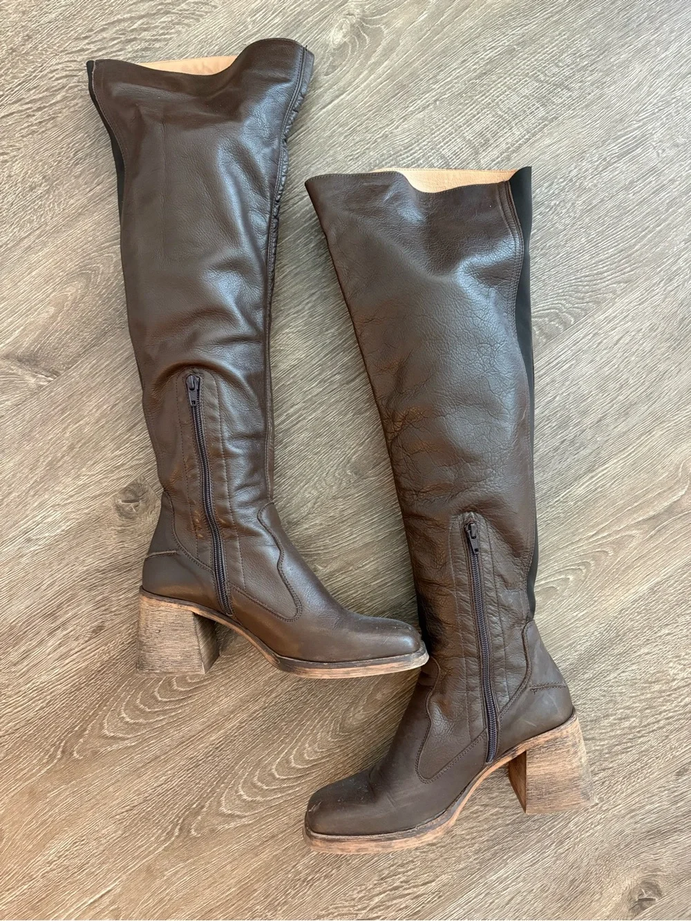 Free People Dark Brown Brianna Over-the-Knee Leather Boots